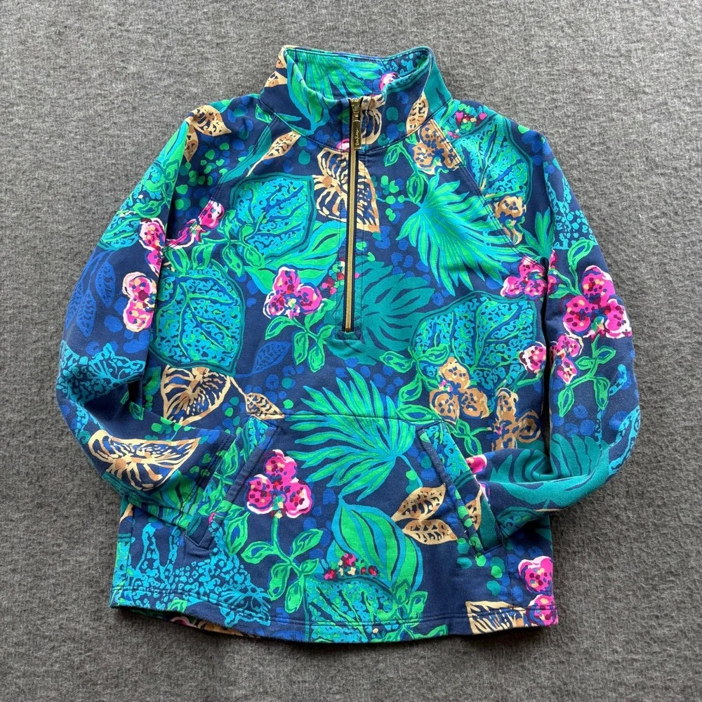 Lilly Pulitzer Life Of The Party Little Skipper Popover 1/4 Zip Girls M (6-7) - Picture 2 of 10